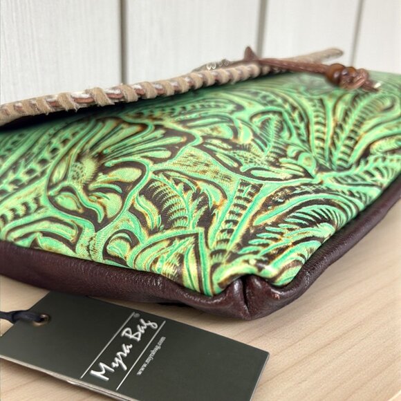 Myra Bag Embossed Leather & Hair-on Shoulder Crossbody Bag "Canyonlands"- New - Picture 10 of 14